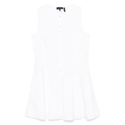 flared white linen blend mini dress