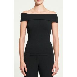 drape blouse in black