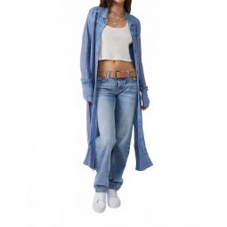 hudson maxi cardigan in blackbird blue