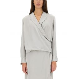 wrap-style silk shirt