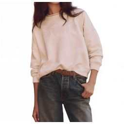 floral applique teammate sweatshirt in washed white