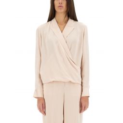 wrap design silk shirt