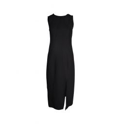 bias seam midi dress in black polyamide
