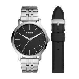 mens luther three-hand, stainless steel watch