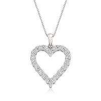 diamond open-space heart pendant necklace in sterling silver
