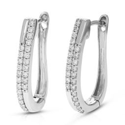 1/3 cttw round lab grown diamond hoop earrings in .925 sterling silver prong set 3/4 inch