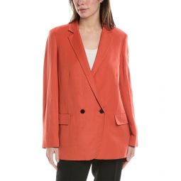 double-breasted linen-blend blazer