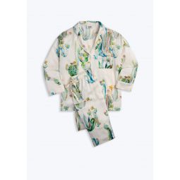 Washable Silk Marina Pajama Set in Cacti Watercolor