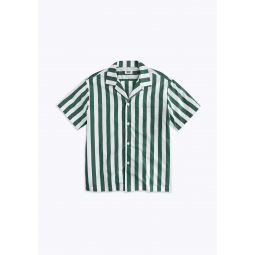 Martin Camp Shirt in Green & White Tent Stripe