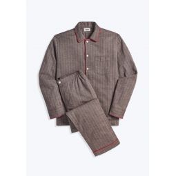 Henry Pajama Set in Brown Herringbone Flannel