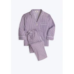 Marina Pajama Set in Purple Sateen Stripe