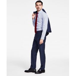Mens Classic-Fit Stretch Plaid Suit Pants