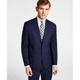 Mens Classic-Fit Stretch Wool-Blend Suit Jacket