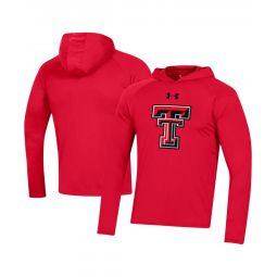 Mens Red Texas Tech Red Raiders School Logo Raglan Long Sleeve Hoodie Performance T-shirt