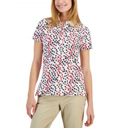 Womens Ditsy-Floral Printed Polo Top