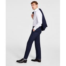 Mens Classic-Fit Stretch Wool-Blend Suit Pants