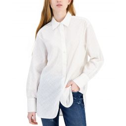 Womens Cotton Chevron Textured Tunic Shirt