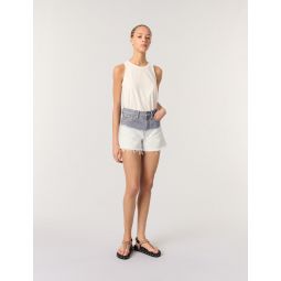 Tie-dye denim shorts