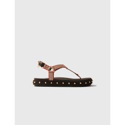 Flat rope and leather sandals