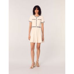 Pleated knit mini dress