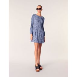 Patterned pleated mini dress