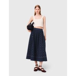 Studded flared cotton skirt