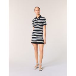 Striped knit polo dress