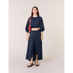 Satin-effect maxi skirt