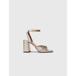 Metallic leather sandals with heels