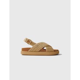 Raffia-effect flat sandals