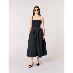 Strapless mesh and taffeta dress