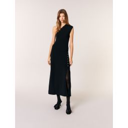 Asymmetric knit maxi dress