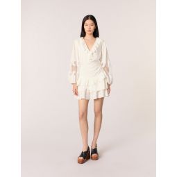 Ruffled embroidered sleeve dress