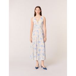 Patterned maxi dress with lacing