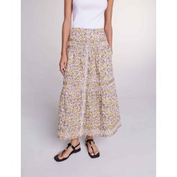 Long floral embroidered skirt