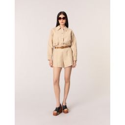 Linen and cotton shorts with darts