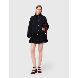 Cropped velvet collar jacket