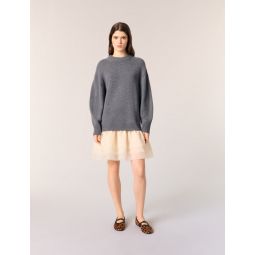 Wool and organza dual-fabric dress