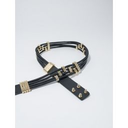 Mixed metal and leather belt