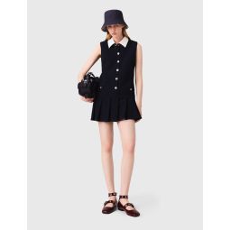 Short tweed dress, removable collar