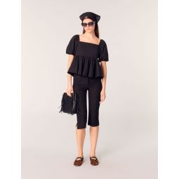 Poplin top with balloon sleeves
