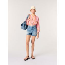 Denim shorts with braided trim