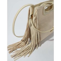 Textile and raffia M bag