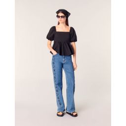 Embroidered jeans with rhinestones