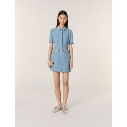 Sequin tweed mini dress