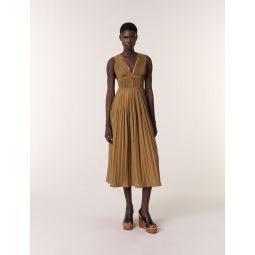Jewellery neckline pleated dress