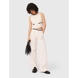 Wide leg tweed-effect trousers