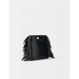 Mini embossed-leather M bag with chain