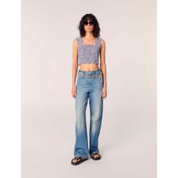 Gingham smocked crop top