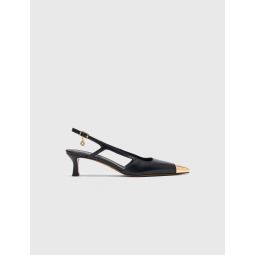 Smooth leather slingback pumps